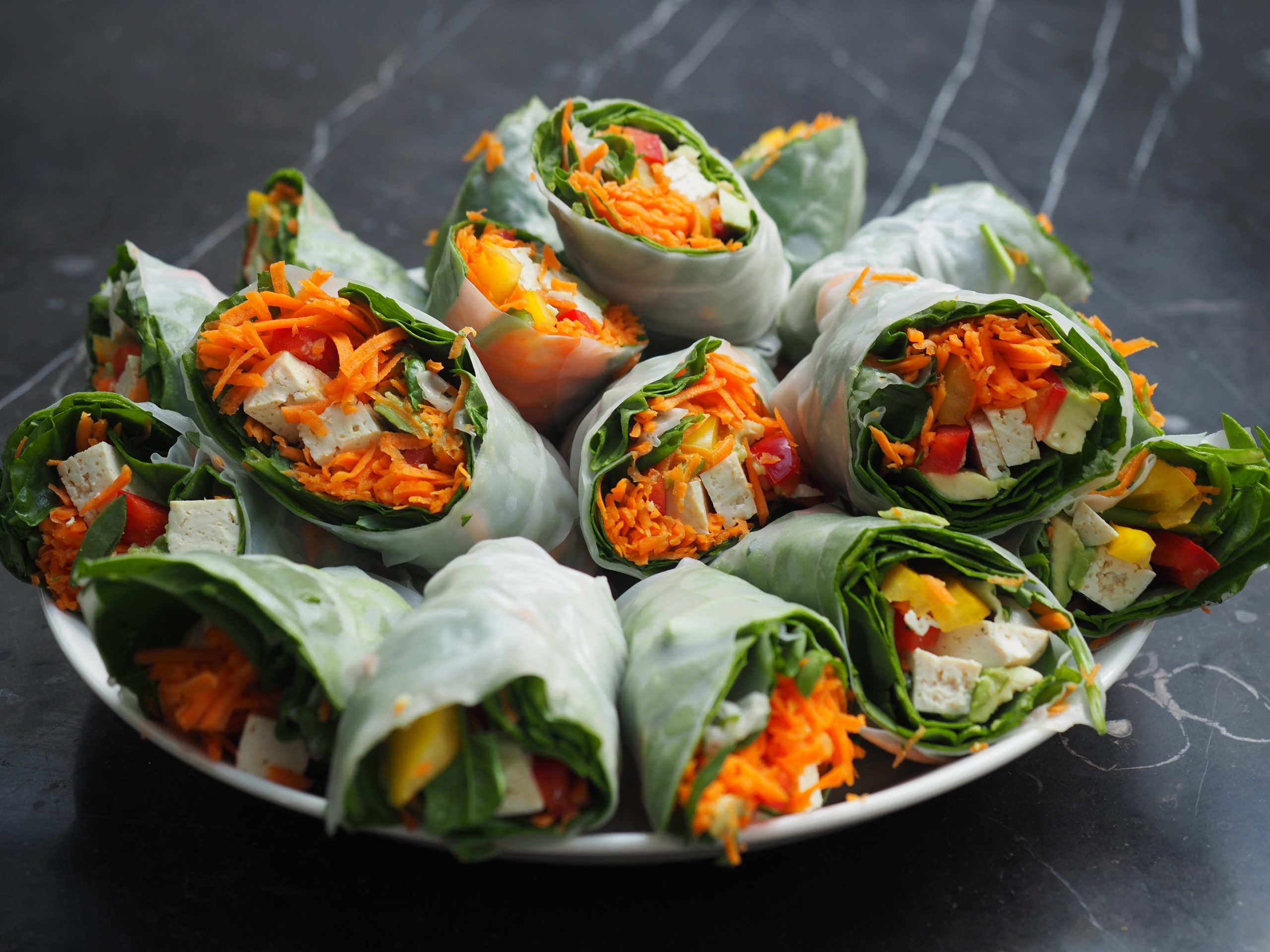 Vegan Spring Rolls with Peanut Butter Dipping Sauce