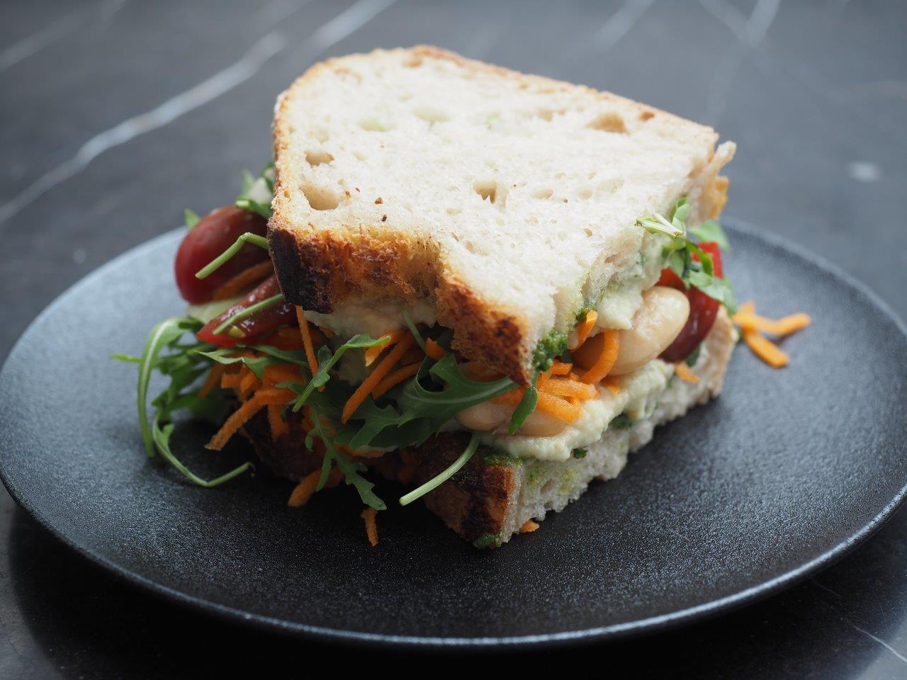 Vegan white bean spread sandwich